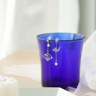 Non-matching Alloy Fan & Crane Dangle Earring