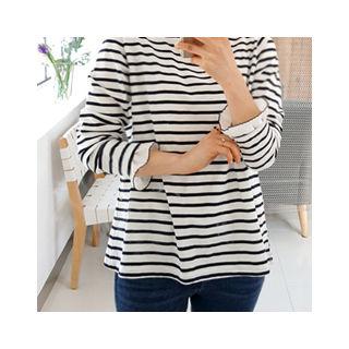 Frill-cuff Stripe T-shirt