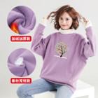 Turtleneck Tree Print Pullover