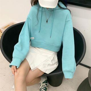 Long-sleeve Label Tag Cropped Hoodie