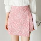 Asymmetric Paisley Mini Wrap Skirt Ivory - L