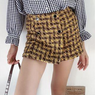 High Waist Plaid Mini Pencil Skort