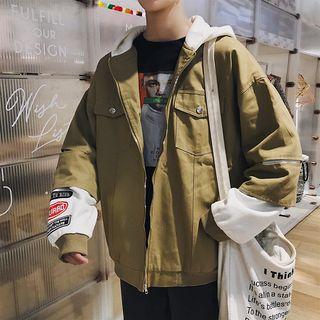 Loose-fit Embroidered Mock Two-piece Jacket