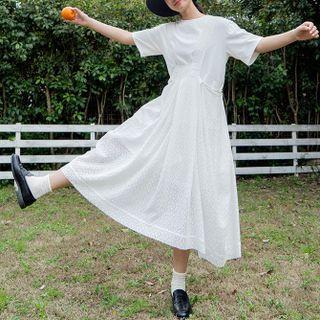 Set: Short-sleeve T-shirt + Sleeveless Dress T-shirt - White - One Size / Dress - White - One Size