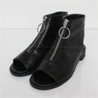 Flat-heel Cutout Zipped Ankle Boots