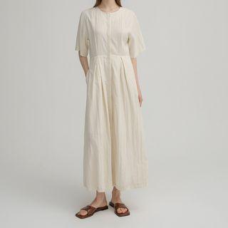 Plain Hidden-button Maxi Dress
