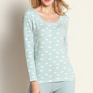 Set: Cloud Print Long-sleeve T-shirt + Leggings
