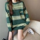 Striped Number Print Sweater