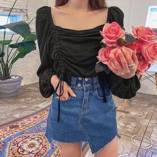 Inset Shorts High-waist Denim Miniskirt