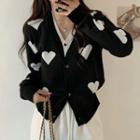 Mock Two-piece Heart Pattern Long-sleeve Cardigan