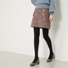Button-front Tweed Mini Skirt