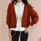 Open-front Cropped Cable-knit Cardigan