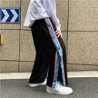 Side-button Color Block Wide-leg Pants