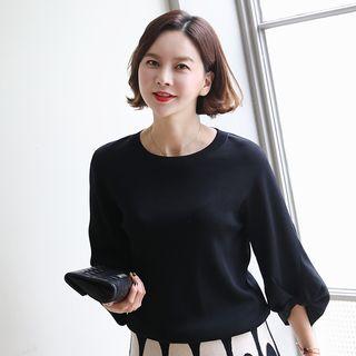 Puff-sleeve Tie-back Sweater