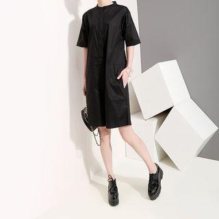 Plain Short-sleeve Playsuit Black - One Size