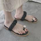 Faux Pearl Toe Loop Flat Sandals
