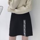 Lettering A-line Skirt Black - One Size