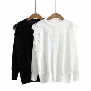 Lace Ruffled Knit Top
