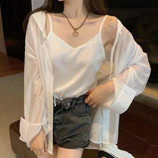 Set: Sailor Collar Light Jacket + Camisole Top