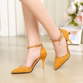 High Heel Ankle-strap Embellished Sandals