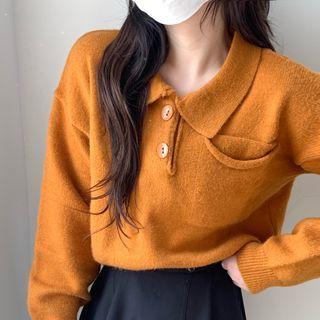 Cropped Polo Sweater Orange - One Size