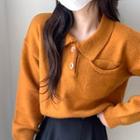 Cropped Polo Sweater Orange - One Size