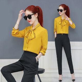 Set: Bow-tied Blouse + Pants