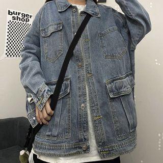 Denim Pocket Single-breasted Jacket