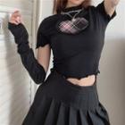 Short-sleeve Heart Applique Top
