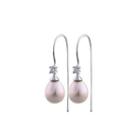 Sterling Silver Fashion Simple Purple Freshwater Pearl Earrings With Cubic Zirconia Silver - One Size