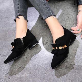 Block Heel Ruffle Loafers