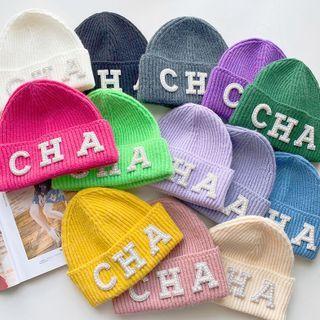 Faux Pearl Letter Beanie