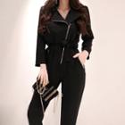 Crop 3/4-sleeve Jumpsuit