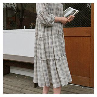 Set: Plaid Tiered Dress + Slipdress