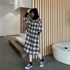 Plaid Midi Hoodie Dress As Shown In Figure - One Size