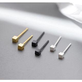 Brushed Cube Sterling Silver Earring