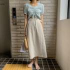 Colored Linen Long Wrap Skirt