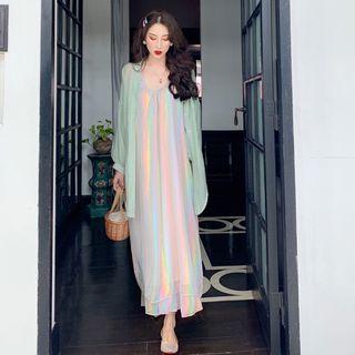 See-through Long-sleeve Shirt / Gradient Sleeveless Dress