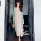 See-through Long-sleeve Shirt / Gradient Sleeveless Dress