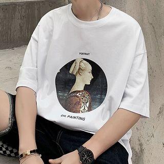 Oil Paint Print Short-sleeve T-shirt