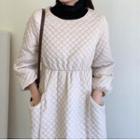 Long-sleeve Quilted Midi A-line Dress
