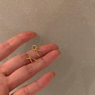 Bow Alloy Earring 1 Pair - White Faux Pearl - Gold - One Size