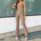 Sleeveless Buckled Top / Bell Bottom Pants