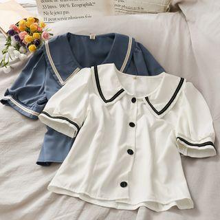 Sailor-collar Crop Shirt