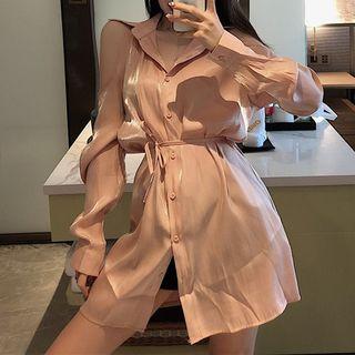 Cold-shoulder Shirt With Sash