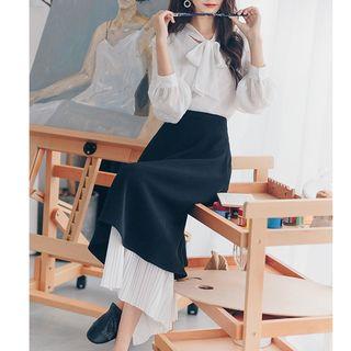 Tie Neck Blouse / Midi Skirt / Jumper Dress