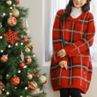 V-neck Plaid Mini Sweater Dress