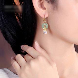 Retro Gemstone Rhinestone Flower Alloy Dangle Earring