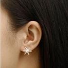 S925 Sterling Silver Faux Pearl Snowflake Earrings