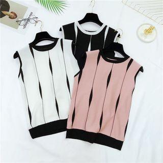 Contrast Trim Crewneck Knit Vest